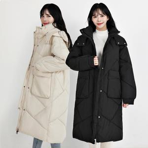 여성 오버핏 롱패딩 빅포켓 후드 롱패딩