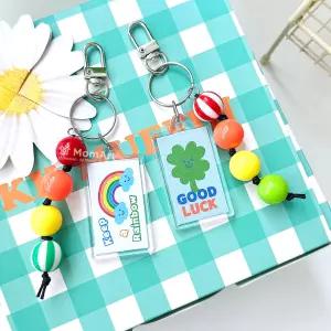 맘아트 DIY 미니액자 키링 만들기 키트 무지개와 클로버 포카홀더 증사키링