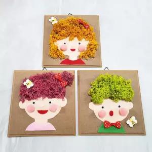 조플라워 공기정화식물 스칸디아모스 액자 얼굴꾸미기 DIY 세트-초등학교 유치원 만들기 재료