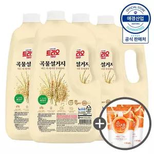 트리오 곡물설거지 주방세제 우리현미 3L x4개 (+ 주방세제 200ml x2개 증정)