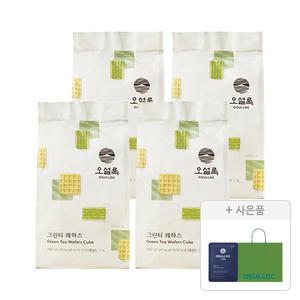 오설록 그린티웨하스 100g, 4개+증정(달빛걷기 파우치 1입, 1개+러닝 쇼핑백(소), 1개)