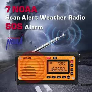 크랭크 라디오 재난 피난 등산 레져  XHDATA D-608WB 비상 기상 FM/AM/SW/NOAA 경고 휴대용 라디오전화 충