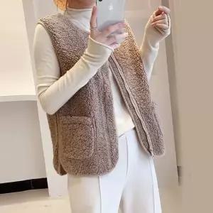 여성 뽀글이 양털 조끼 퍼베스트 후리스 수면조끼