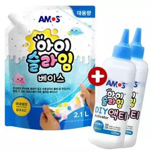 아모스 아이슬라임 2.1L+슬라임 액티 240ml(120mlx2개) 대용량 베이스 액괴 만들기