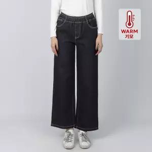 코너스톤 여성 청바지 기모 허리본딩 와이드 블랙 W4D0352