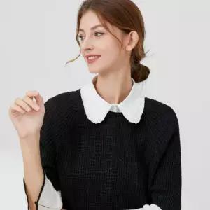 사이드 플리츠 패턴 페이크 셔츠 포인트 이너 넥카라 이중 랩블라우스 어깨숄 프릴 목만있는