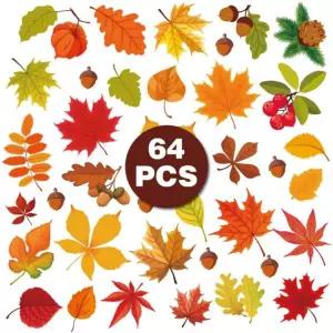 (64P) 단풍 나뭇잎 창문 포인트 스티커/가을/낙엽/꾸미기/만들기/공예용/방과후/수업용/체험용/재료/미술