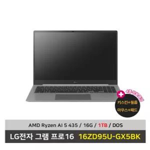 LG전자 그램 프로16 노트북 16ZD95U-GX5BK AMD AI 5 SSD1TB교체/16G 마우스+패드+키스킨+필름 - KW