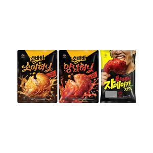 CJ 소바바치킨 소이허니 순살 375g, 1개+양념순살 375g, 1개+자메이카STYLE치킨 350g, 1개