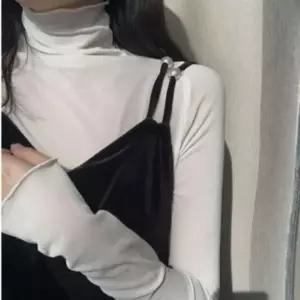 러블리 레이어드 시스루 블라우스 이너 폴라 긴팔 티셔츠