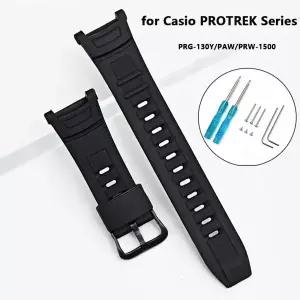 호환  카시오 PROTREK 시리즈 PRW-1500 PAW-1500 PRG-130 남성용 교체 스포츠 방수 수지 시계 밴드 팔찌용