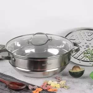 퀸센스 멀티파티웍 32cm 스텐찜기 인덕션찜기 스텐찜솥 스티머 파티웍(찜판+뚜껑포함)