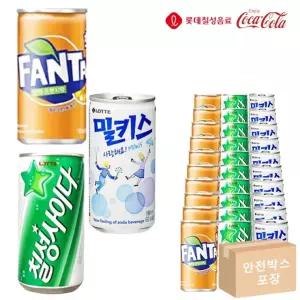 사이다190&환타190&밀키스190 x 각10개(총30개) 안전박스포장 3가지혼합 탄산음료 미니캔 캔음료