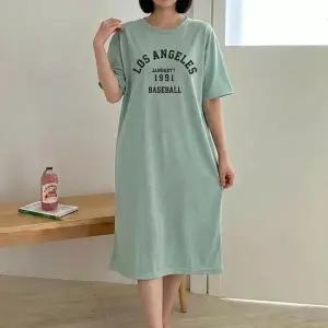 637반팔베이스볼O 여성 여름상품 면반팔 여자롱원피스OPS 미디박스 국산품 국내제작새로본