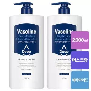 [3단보습][1 + 1] 바세린 딥 인텐스 고보습 바디로션 1000ml 대용량 2개 수분 베리어 바디크림
