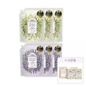 르샤트라 고농축 섬유유연제 리필,1.6L(뮤게, 3개 + 라벤더, 3개) + 증정 (마르세이유 동키밀크 비누 100g, 3입,1개)