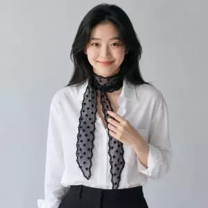 별가루 여성 레이스 방도 쁘띠 스카프 쉬폰 미니 타이 리본 스타일