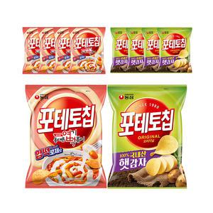 농심 포테토칩 오리지널 60g, 5개 + 엽떡로제맛 55g, 5개