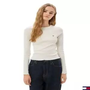 매장정품 TOMMY JEANS 타미진스 여성 슬림핏 레터스 엣지 립 롱슬리브 티셔츠 T32G6TTO21TWT1 1987203