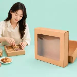 포장박스 선물상자 패키징 크라프트박스 투명 쿠키 화과자케이스 답례품 디저트 휘낭시에 슬리브 대형