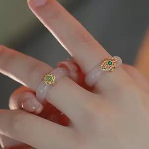 옥반지 옥가락지 천연 주얼리 꽃 한복반지 혼주 01.레진꽃반지 패션