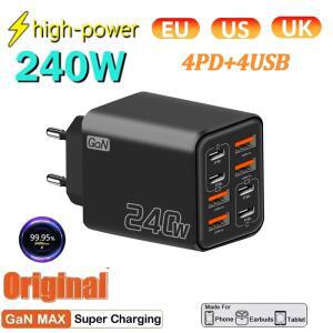 240W 8포트 USB PD 휴대폰 충전기 초고속 어댑터 QC3.0 C 타입 (아이폰, , 샤오미용)