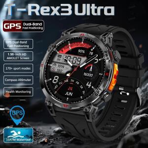 2026년 신형 T-Rex 3 울트라 밀리터리 GPS 스마트워치 내장 듀얼 밴드 GNSS 나침반 1.56인치 AMOLED 스크린