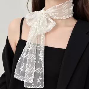 레이스 스카프 여성 자수 시스루 6종 쁘띠 롱 얇은 봄 가을 머플러