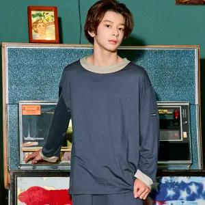 마밤 MSMV 아동 주니어 잠옷 피치기모 초등학생 내의 키즈 실내복 링거 9부 헤이즈네이비