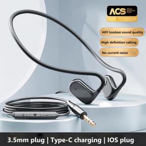 유선 오픈 이어 헤드폰, 3.5mm, IOS, C타입 플러그, Hifi 사운드 이어폰, HD 통화 마이크 포함, 게임 홈 오