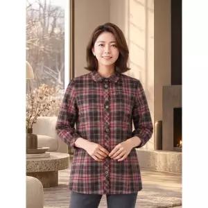 [아웃도어스/크로커다일레이디]체크 풀 오픈 셔츠 브라운 CLCWBL202