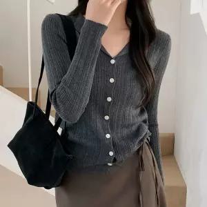 [코코블랑] 메리노 울 카라 골지 가디건