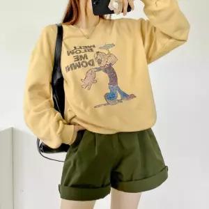 뽀빠이나염쭈리 라운드박스 맨투맨 긴팔티셔츠 가을데일리 루즈핏 빅사이즈 면캐주얼