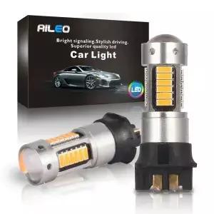 AILEO 2x OBC 오류 없음 캔버스 화이트 LED 전구 아우디 BMW VW 방향 지시등 DRL 라이트 PW24W PWY24W