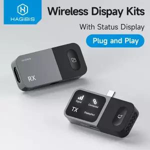하기비스 무선 USB C 송수신기 키트 HDMI 비디오 확장기 미러링 동글 휴대폰 핸드폰 태블릿 노트북 모니터