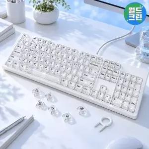 [월드크린] 투명 크리스탈 한글 각인 키보드 키캡 136키 커스텀 기계식 DIY 풀배열