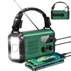 USB 충전식 비상 라디오 20000mAh 태양열 핸드 크랭크 발전기 날씨 AM/FM SOS 알람 손전등