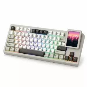 기계식 키보드 Womier DUO87 탈착식 터치스크린 유선 RGB 핫스왑 윈도우 맥 호환
