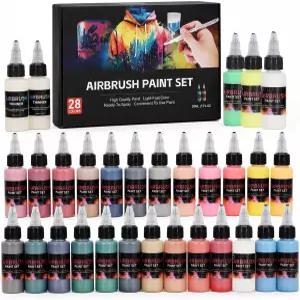 BeesMith 미니어처 도색 물감 세트 28색 30ml 2개입 희석제 포함 에어브러시 및 붓 호환 워게임 3D