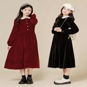 벨벳 돌리 카라 롱 원피스 R25400