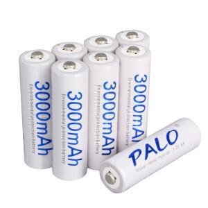 PALO 충전식 배터리 NIMH AA 3000Mah 1.2V Ni-Mh Aa  보관함 4-24PCs