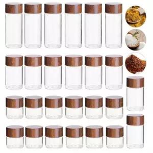 6PCS 10/20/30 ML 나무 뚜껑이 있는 미니 유리병 등급 투명 소형 향신료병 밀봉된 황금콩병