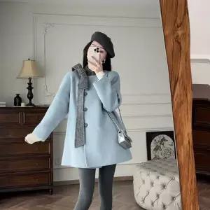 에쥬아 싱글 하프코트 A라인 오버핏 모직 코트