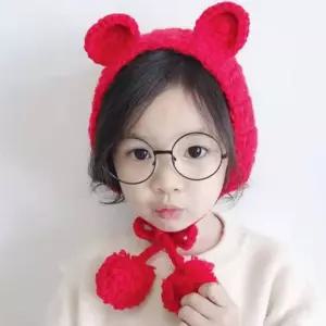 5색 1개 kc인증 곰돌이귀도리 니트 마개 캐릭터모자 유아 키즈유아귀달이 유