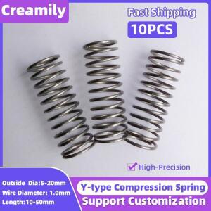 Creamily 10PCS 압축 스프링 65Mn 원통형 코일 릴리스 리턴 와이어 직경 1.0mm OD = 5mm-20mm 길이 10mm-50
