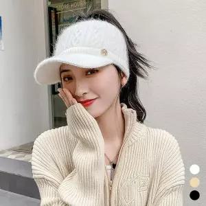 안감 여성 모자 꽈배기 겨울 기모 방한 챙있는 썬캡 니트