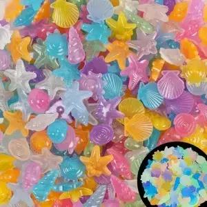 바다 쉘 어둠 속에서 빛남 송진 수족관 돌 어항용 자갈 요정 정원 마당 분재 DIY 공예 장식