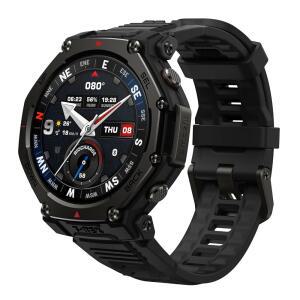 Amazfit TRex 3 Pro 실외 스마트 워치 48mm 사파이어 AMOLED 디스플레이 Ti 베젤 듀얼 밴드 GPS 오프라인 지도 25일 배터리 내장 손전등 10 ATM 180 안드로이드 및 아이폰호환 스포츠 모드 블랙