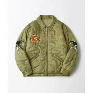 OUTSTANDING LOONEY TUNES REVERSIBLE QUILTED JACKET KHAKI/OLIVE GREEN