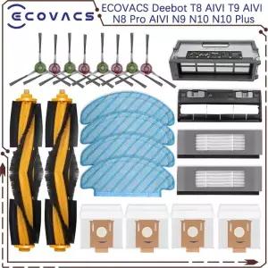 ECOVACS Deebot T8 AIVI T9 N8 Pro N9 N10 Plus 액세서리 메인 브러시 사이드 필터 먼지 봉투 Hepa